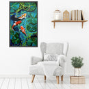 Full Cross Stitch 11CT Cotton Thread DIY Koi Printed Embroidery Hanging Painting