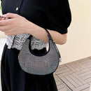 Fashion Diamond Rhinestones Handbag Women Portable Crescent Underarm Clutch Bag