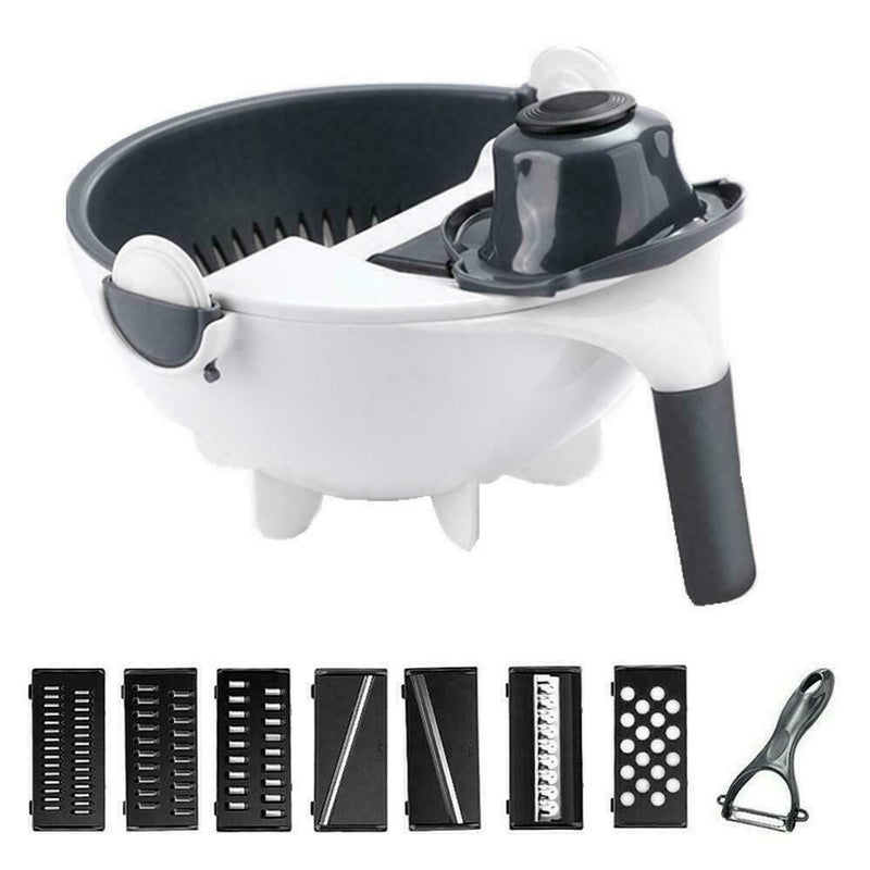 9 in 1 Multifunctional Vegetable Cutter With Drain Large Basket Capacity H E6B4
