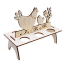 Rooster Rabbit Pattern Easter Egg Holder Shelves Wooden Happy Easter Stand Rack