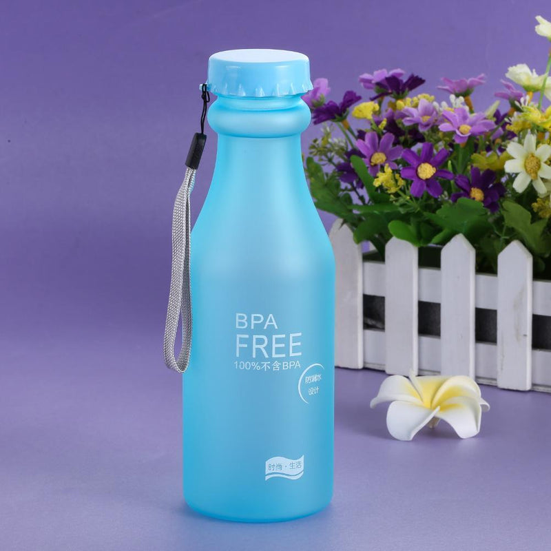 Candy Colors Unbreakable Frosted Plastic Kettle 550mL Water Bottle (Blue)