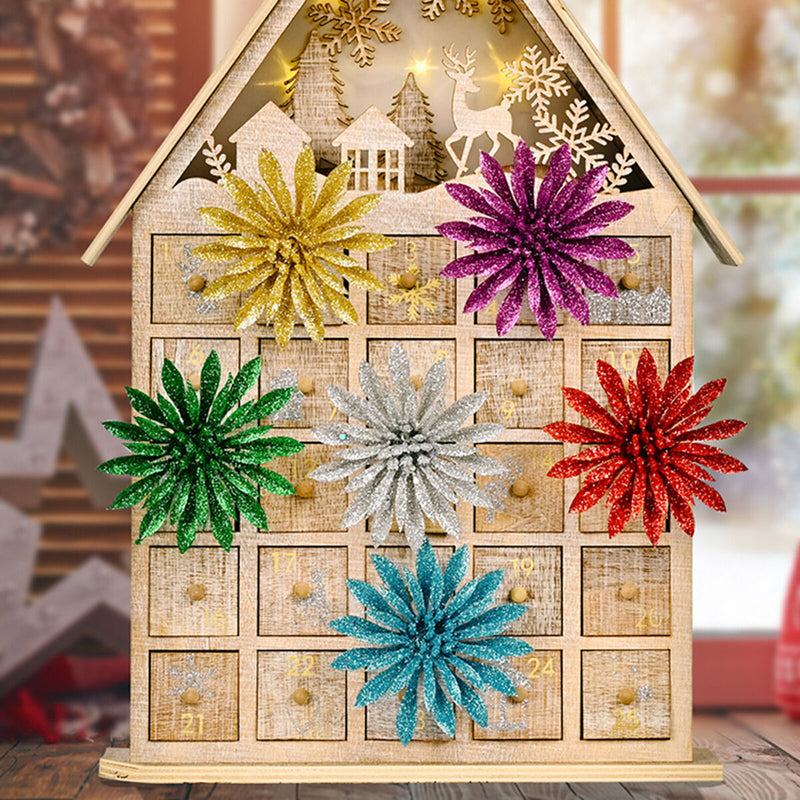 Christmas Tree Glitter Flowers Decor-Xmas Tree Wreaths Garland Artificial Flower