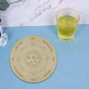 Wooden Divination Pendulum Board w/ Stars Moon Carved Coaster (Green 25cm)