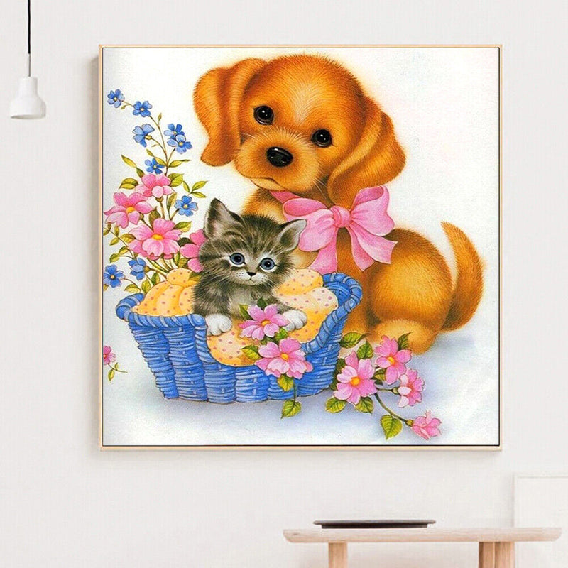 5D Full Round Drill Rhinestone Art DIY Flower Cat Dog Diamond Painting Kit Craft