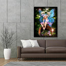Blue Wing Fairy Full Round Drill Rhinestone Picture Home Decoration 12x16