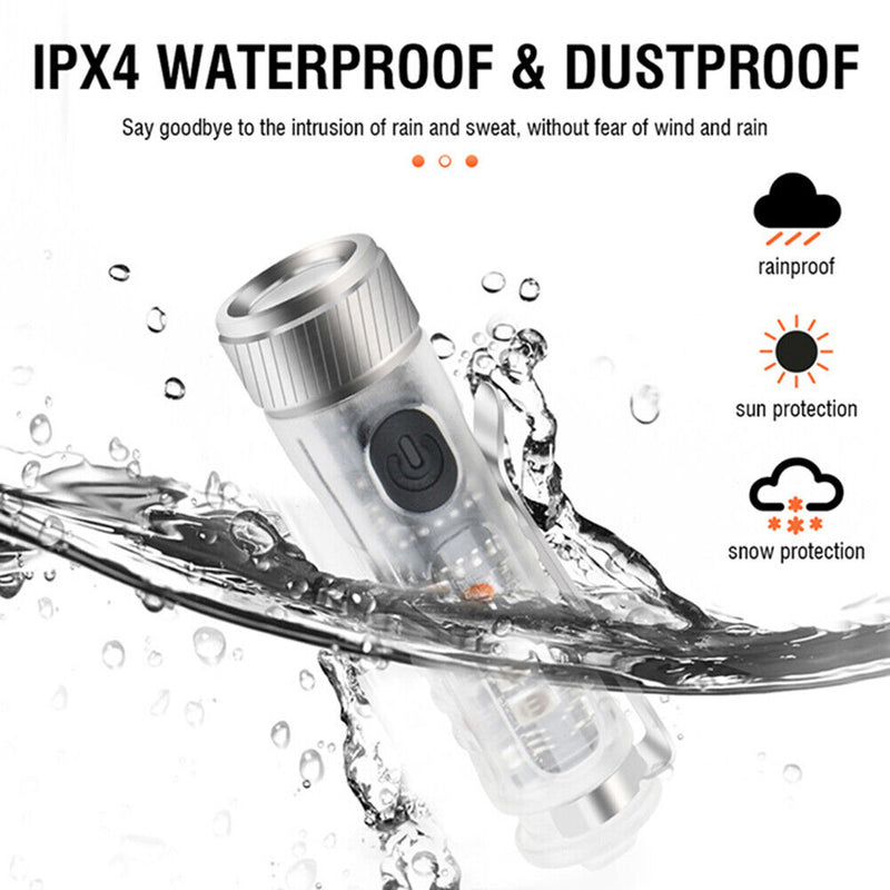 XPG2 LED Mini Flashlight Keychain UV 395nm 400lm Pocket Light (Clear White)
