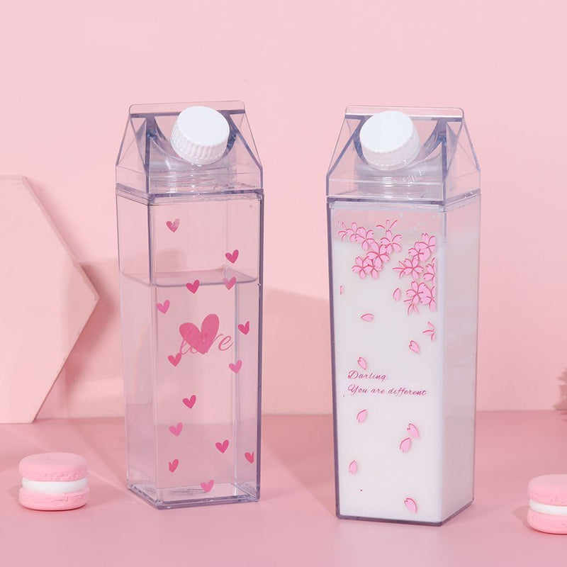 Water Drinking Transparent Milk Box Sport Water Bottle Drinking Cup Drink Jug