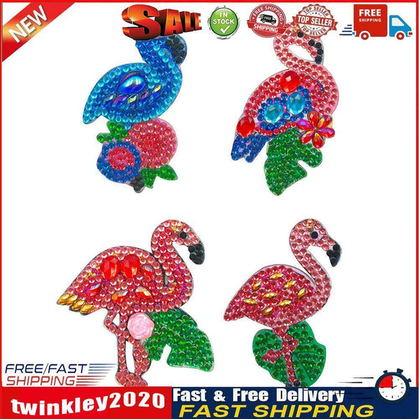 4pcs Full Drill Special Shaped Diamond Painting Bird Shape Key Ring Gift Newly