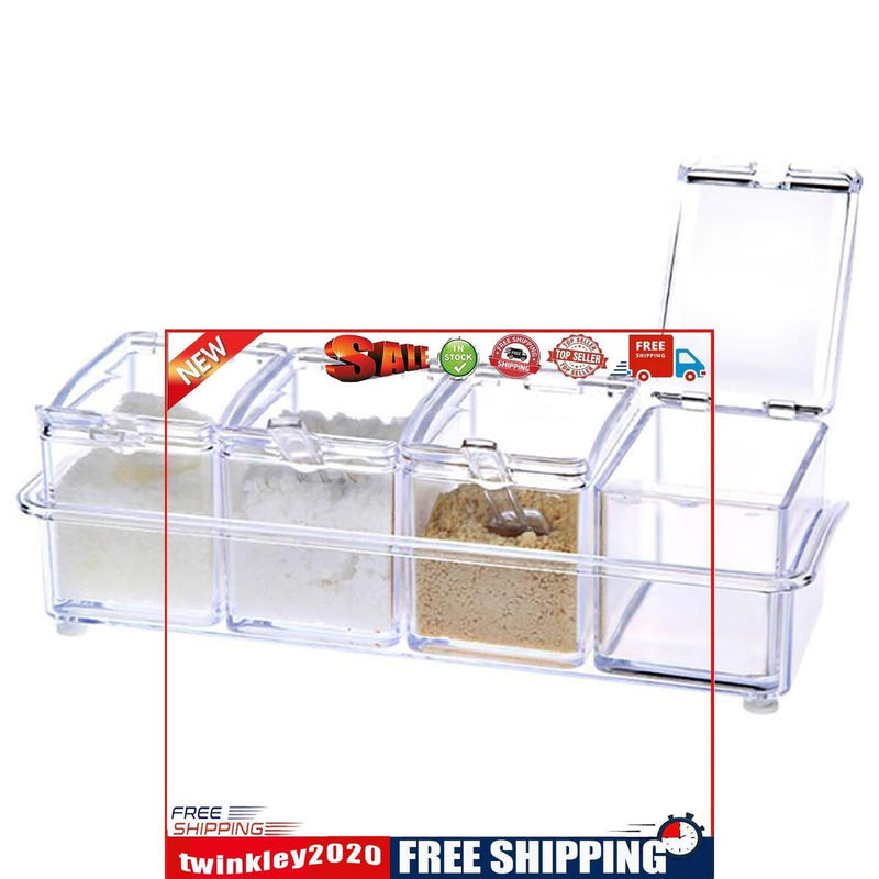 Transparent Seasoning Box Four Compartment Safe Material Seasoning Jar Set
