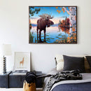 Lakeside Elk 5D DIY Full Drill Diamond Painting Embroidery Kit Cross Stitch