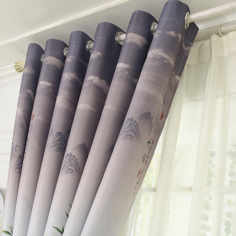 Pastoral Printed Blackout Curtains Window Blinds Drapes Living Room Decor