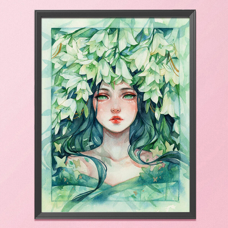 Cross Stitch Kits 11CT Stamped DIY Flowers Girl Full Embroider Needlework