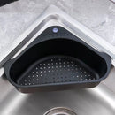 Stainless Steel Triangular Drain Basket Holder Kitchen Sink Filter (Black) Newly