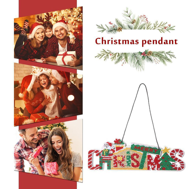 DIY Diamond Painting Merry Christmas Board Pendant Rhinestone Charm (DP009)