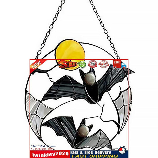 Bat Stained Window Pendant Hanging Alloy Bat Moon Windows Hanging Pendant Newly
