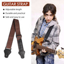 Adjustable Electric Guitar Strap Folk Picks Holder PU Leather Acoustic Bass Belt
