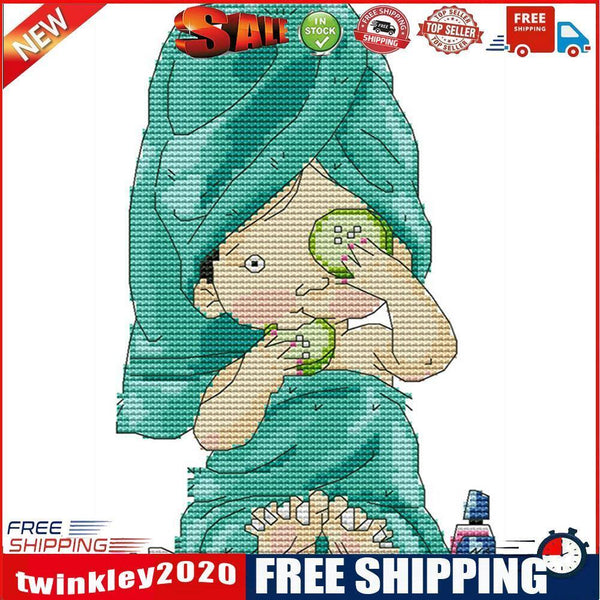 14CT Partial Embroidery Kit Beauty Manicure Cartoon Printing Cross Stitch