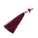 Women Fashion Multicolor Metal Triangle Retro Tassel Jewelry Earrings Red