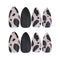 Women Fashion Black Matte Full Cover Leopard False Nail Tips Stiletto With Glue