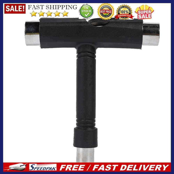 T-Type Skateboard Tool Ratchet Socket Wrench Kick Scooter Spanner Tool Blac
