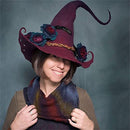 Halloween Party Felt Witch Hat - Foldable Handmade Witch Hat with Flowers Prop
