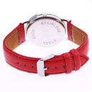 Women Mens Leather Stainless Steel Letter Sport Wristwatch (Red)