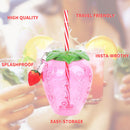 Strawberry Straw Cup - Leakproof Plastic Drinking Water Bottle Clear (2) Newly