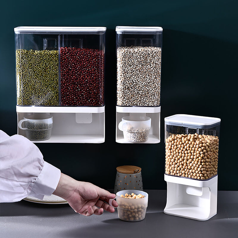 Dry Food Dispenser Wall Mounted - Grains Storage Space Saving (1000ml) Newly