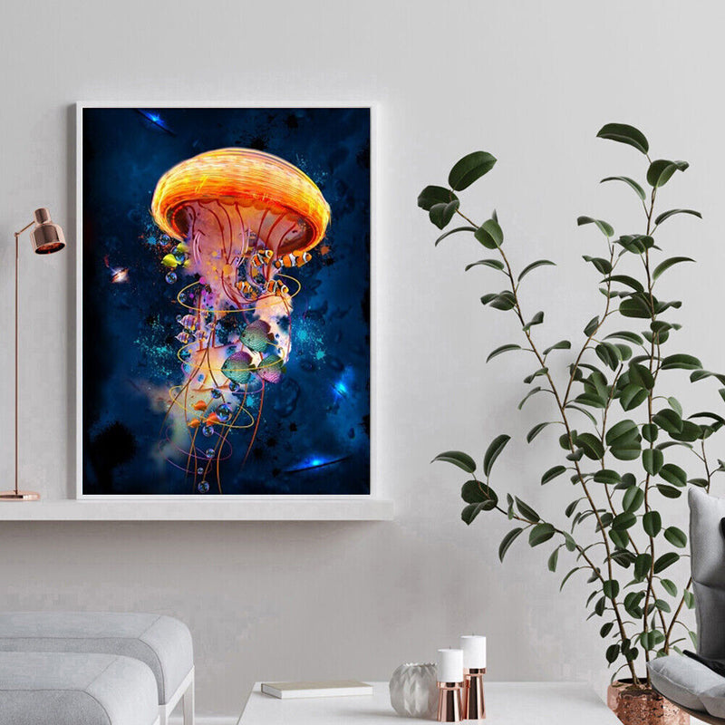 Frameless Oil Painting Arts Picture By Number Jellyfish Hand Painted Craft Set
