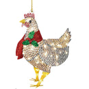 Christmas Ornaments 4 Pack Hanging Chicken with Scarf Theme Party Props