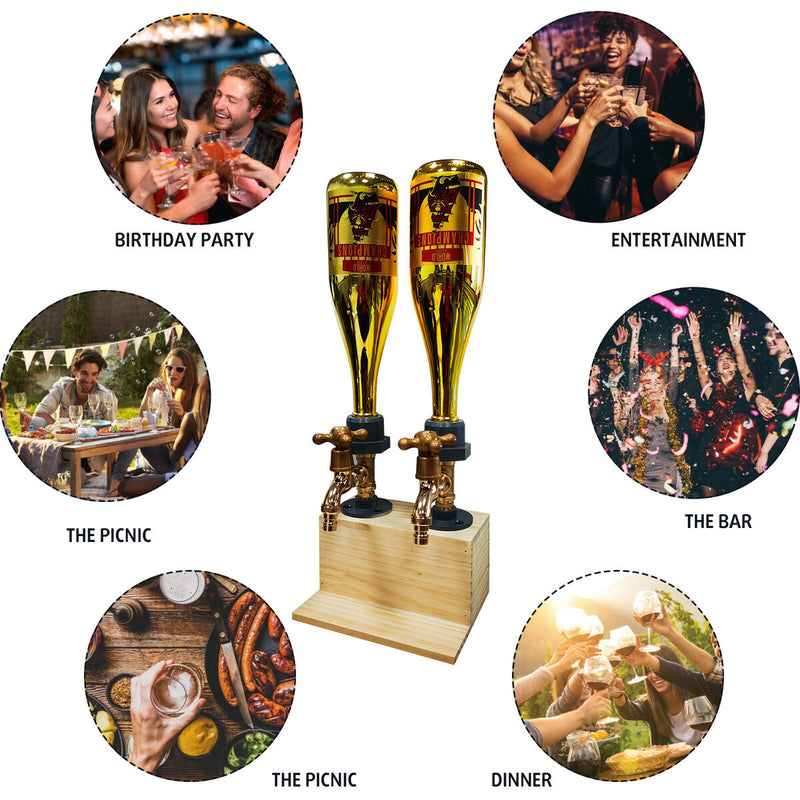 Beer Tower Dispenser Liquor Alcohol Whiskey Tap Dispenser for Bar (2 Head)