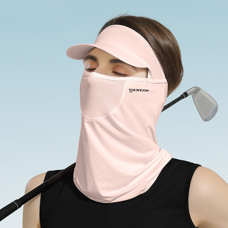 Golf Sun Visor Hat UPF 50+ Ice Silk Face Cover Neck Gaiter for Outdoor Sport