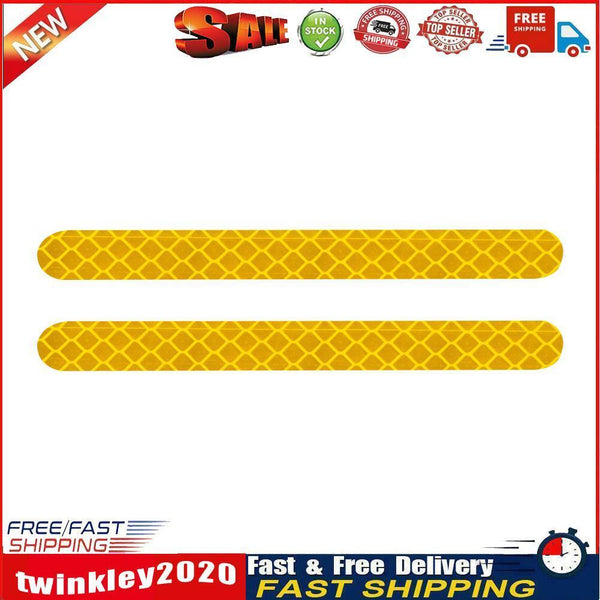 2x Car Reflector Stickers Rearview Mirror Reflective Warning Tape (Yellow) Newly