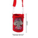 Round Messenger Strap Water Bottle Insulated Protective Bag (Red Elephant)