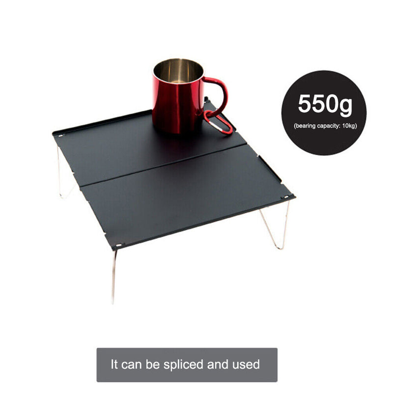 Foldable Mini Camp Table Portable Picnic Computer Desk w/ Carry Bag (Black)