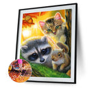 Full Round Diamond Painting Kit Racoon Cat Squirrel 5D Rhinestone Mosaic Pi