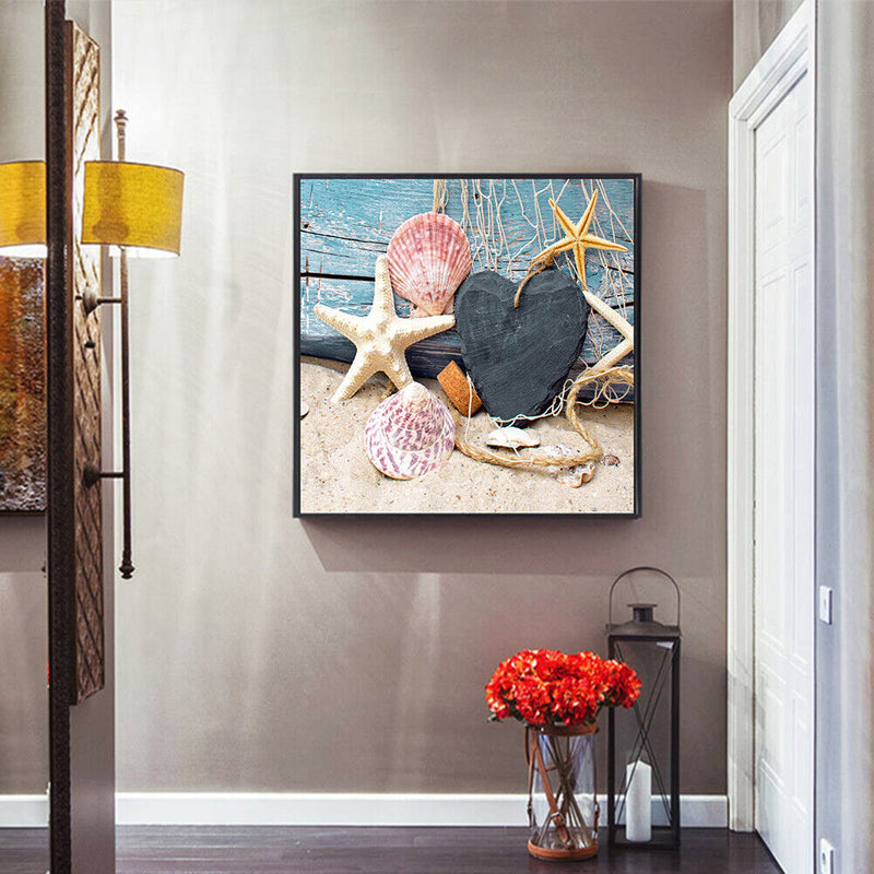 5D Full Round Diamond Painting Seashore Shells Rhinestone Mosaic Home Wall Decor