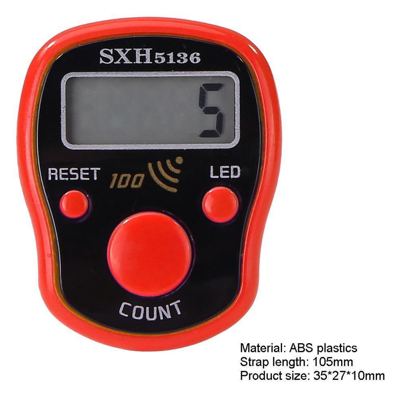 0-99999 LCD Finger Counter LED Luminous Electronic Tally Counter (Red)