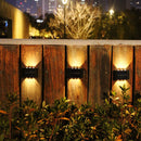 2x Solar Wall Lamp Outdoor Balcony Fence Path Garden Decor (Warm 6LED) Newly