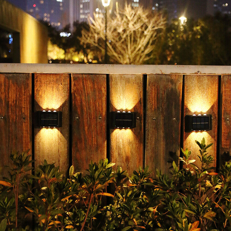 2x Solar Wall Lamp Outdoor Balcony Fence Path Garden Decor (Warm 6LED) Newly