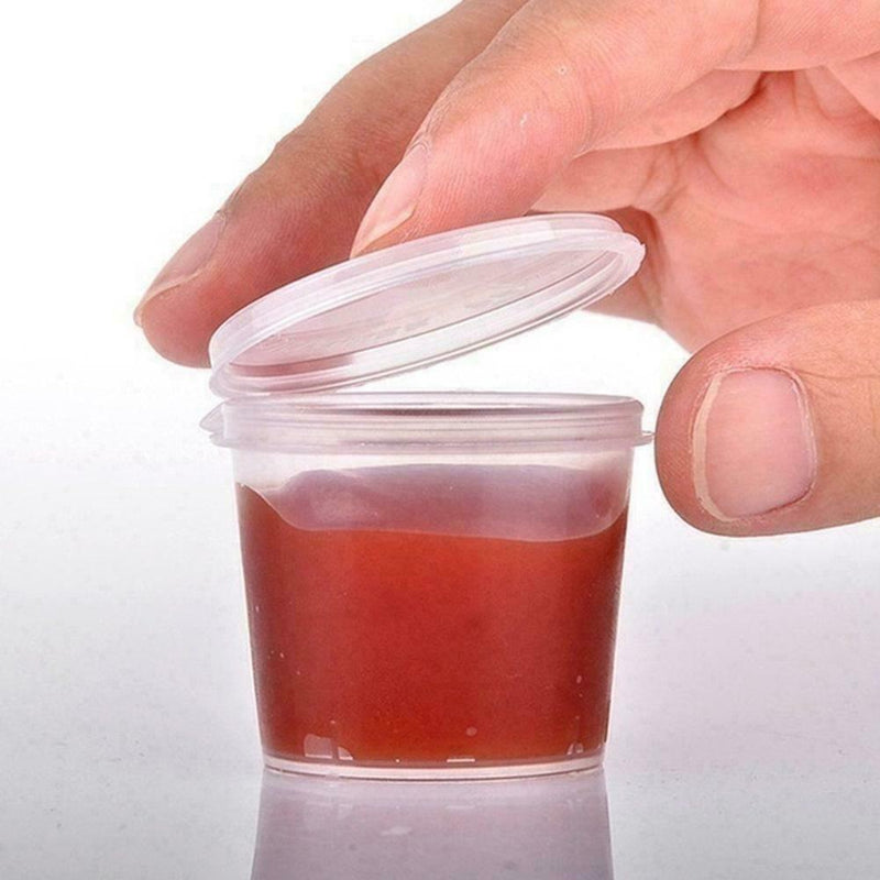 100x/Set Small Plastic Sauce Cups Food Storage Containers Clear +-Lids B hot.