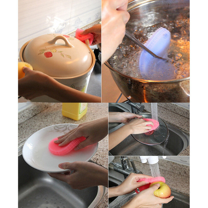 5pcs Creative Waterdrop Multi-function Antibacterial Silicone Washing Brush-1377