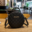 Lattice Pattern PU Leather Crossbody Bag Fashion Women Casual Mini Round Purse