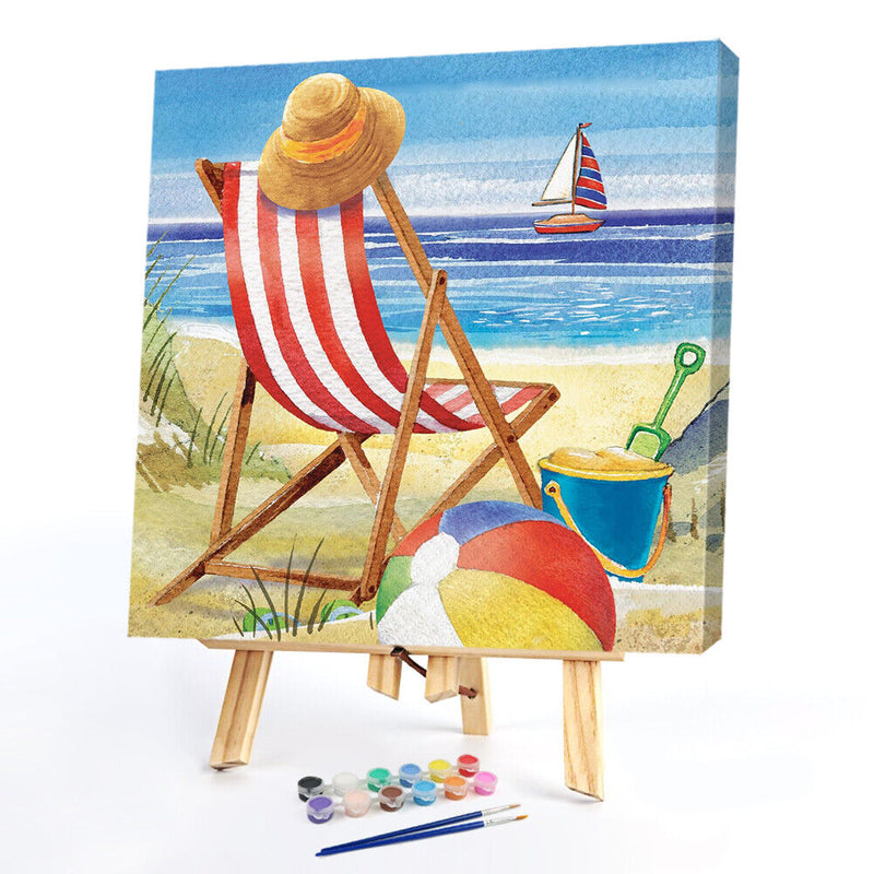 Beach Chair Oil Paint By Numbers Kits DIY Handpainted on Canvas Wall Art