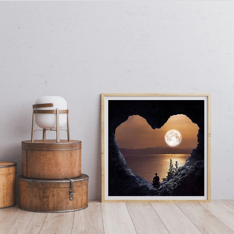 Frameless Painting By Numbers DIY Heart Mountain Drawing On Canvas Art Craft Kit