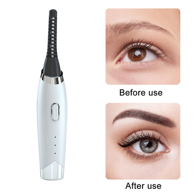 Mini Electric Heated Eyelash Curler Portable Eye Lashes Long Lasting Makeup
