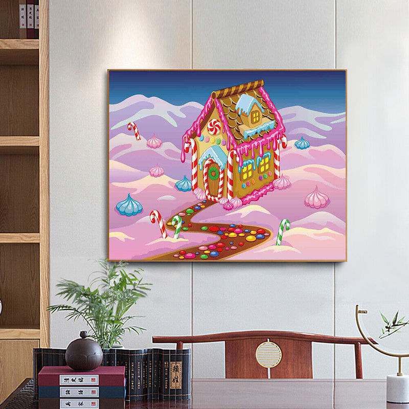 Candy House Oil Paint by Numbers Hand Painted Frameless Picture Home Ornament
