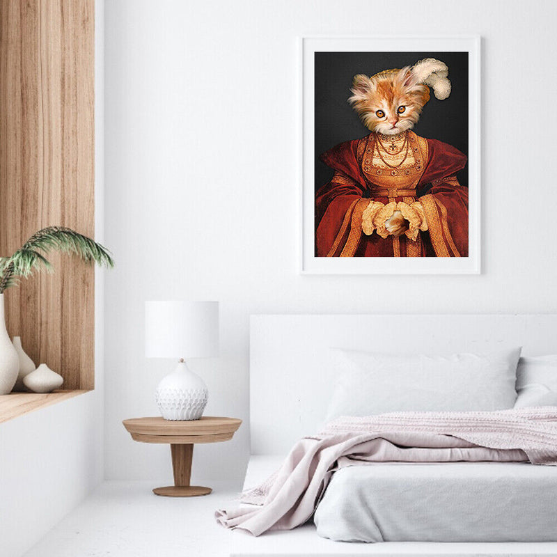 Dame Cat Oil Paint By Numbers Kit DIY Frameless Drawing for Adults Home Decor