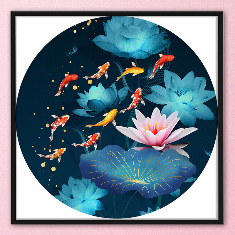 Part Embroidery Stamped Cross Stitch DIY lotus pool Cotton Thread 11CT