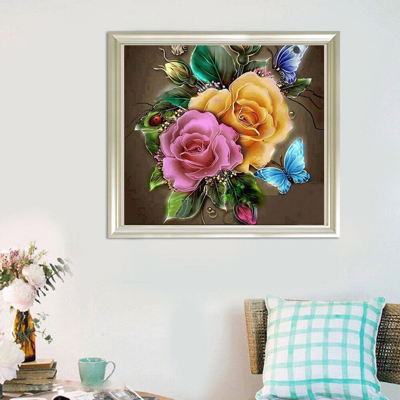 5D DIY Round Drill Diamond Painting Flowers Cross Stitch Embroidery Kit Newly